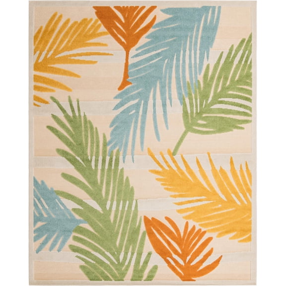 Rugs.com Aruba Outdoor Collection Rug – 9' x 12' Beige Low-Pile Rug Perfect For Any Outdoor Space, Living Rooms, Large Dining Rooms, Open Floorplans