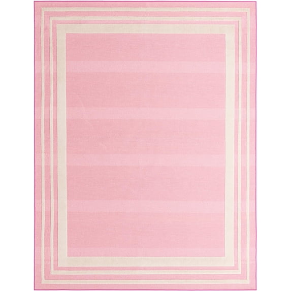 Rugs.com Aruba Outdoor Collection Rug – 9' x 12' Pink Low-Pile Rug Perfect For Any Outdoor Space, Living Rooms, Large Dining Rooms, Open Floorplans