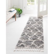 Rugs.com Athena Shag Collection Rug – 2' 7 x 8' 2 Runner Gray Shag Rug Perfect For Hallways, Entryways