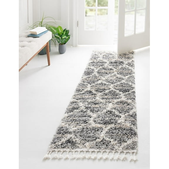Rugs.com Athena Shag Collection Rug – 2' 7 x 8' 2 Runner Gray Shag Rug Perfect For Hallways, Entryways