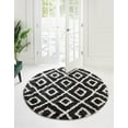 thumbnail image 1 of Rugs.com Athena Shag Collection Rug – 5' 3 Round Black And White Shag Rug Perfect For Kitchens, Dining Rooms, 1 of 9