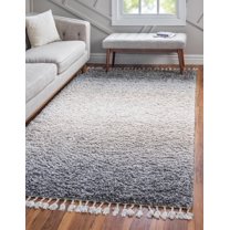 Rugs.com Athena Shag Collection Rug – 5' x 8' Gray Shag Rug Perfect For Bedrooms, Dining Rooms, Living Rooms