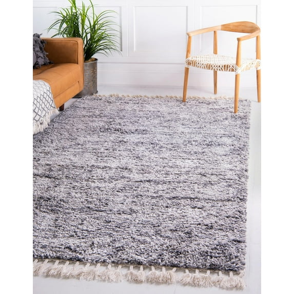 Rugs.com Athena Shag Collection Rug – 5' x 8' Gray Shag Rug Perfect For Bedrooms, Dining Rooms, Living Rooms