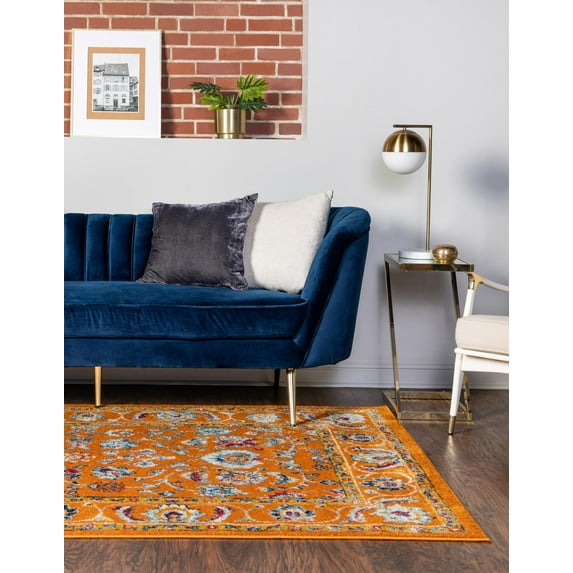 Rugs.com Aurelia Collection Rug – 10' x 14' Orange Medium-Pile Rug Perfect For Living Rooms, Large Dining Rooms, Open Floorplans