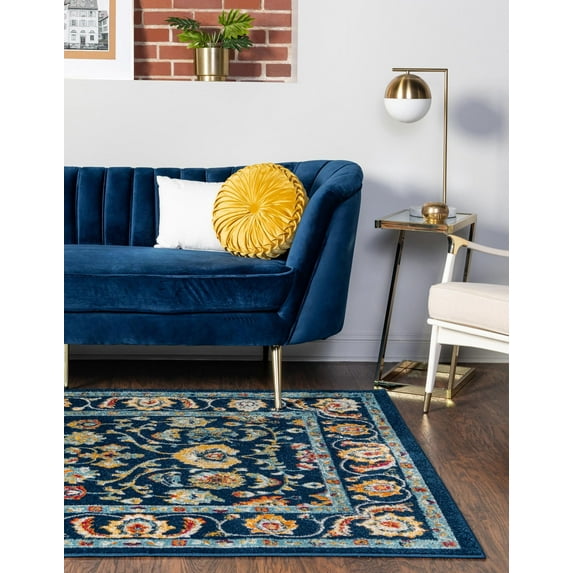 Rugs.com Aurelia Collection Rug – 2' x 3' Navy Blue Medium-Pile Rug Perfect For Living Rooms, Large Dining Rooms, Open Floorplans