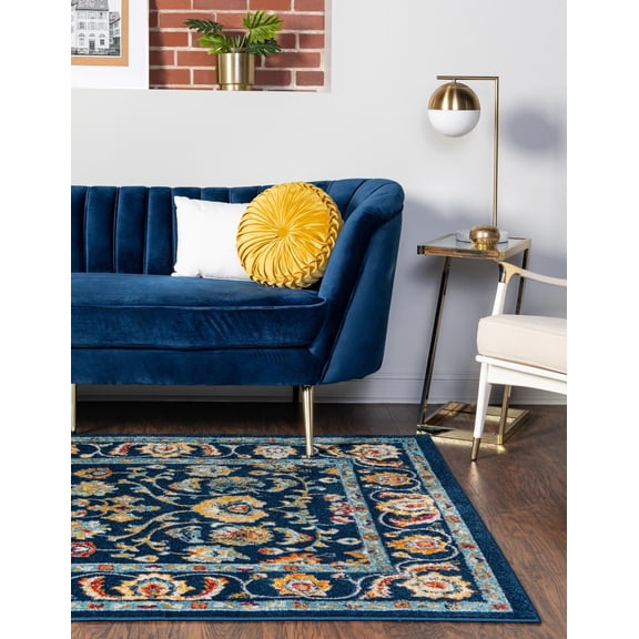 Rugs.com Aurelia Collection Rug – 2' x 3' Navy Blue Medium-Pile Rug Perfect For Living Rooms, Large Dining Rooms, Open Floorplans