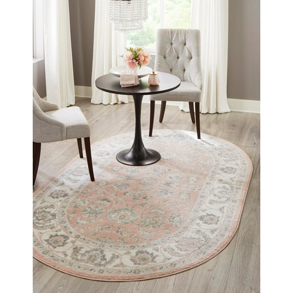 Rugs.com Aurelia Collection Rug – 4' x 6' Oval Rose Medium-Pile Rug Perfect For Living Rooms, Large Dining Rooms, Open Floorplans