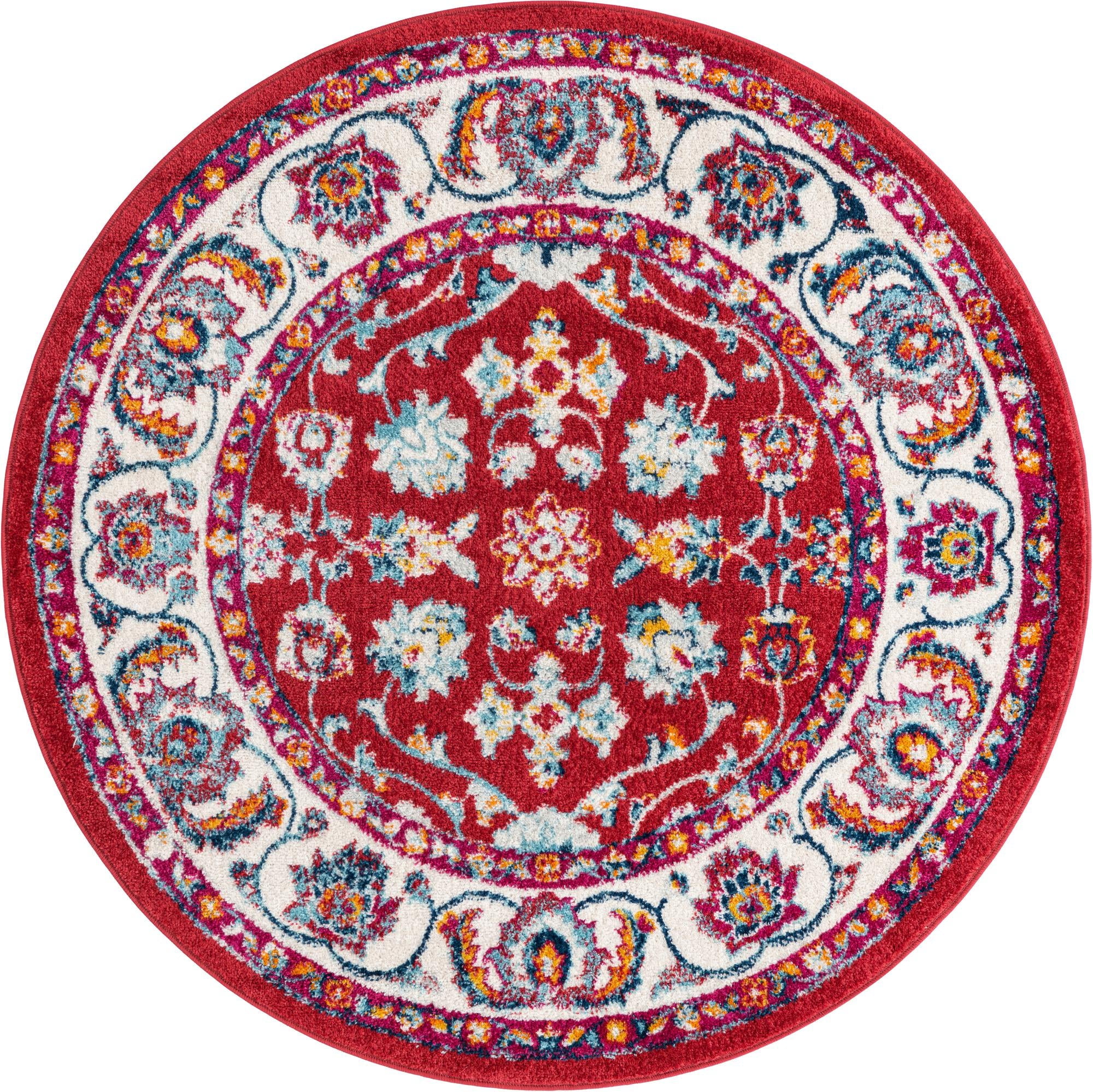 Rugs.com Aurelia Collection Rug – 5 Ft Round Magenta Medium-Pile Rug ...