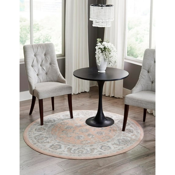 Rugs.com Aurelia Collection Rug – 5 Ft Round Rose Medium-Pile Rug Perfect For Kitchens, Dining Rooms