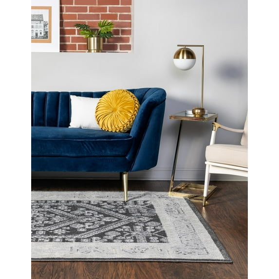 Rugs.com Aurelia Collection Rug – 5' x 8' Charcoal Medium-Pile Rug Perfect For Living Rooms, Large Dining Rooms, Open Floorplans