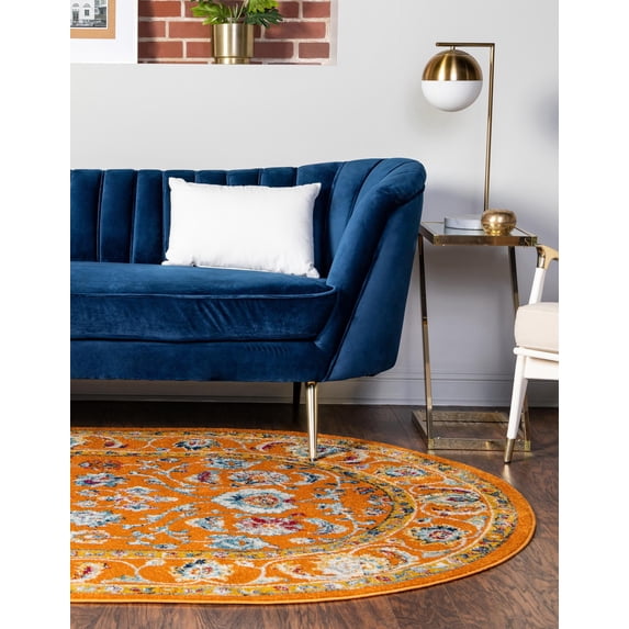 Rugs.com Aurelia Collection Rug – 5' x 8' Oval Orange Medium-Pile Rug Perfect For Living Rooms, Large Dining Rooms, Open Floorplans
