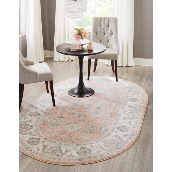 Rugs.com Aurelia Collection Rug – 5' x 8' Oval Rose Medium-Pile Rug Perfect For Living Rooms, Large Dining Rooms, Open Floorplans