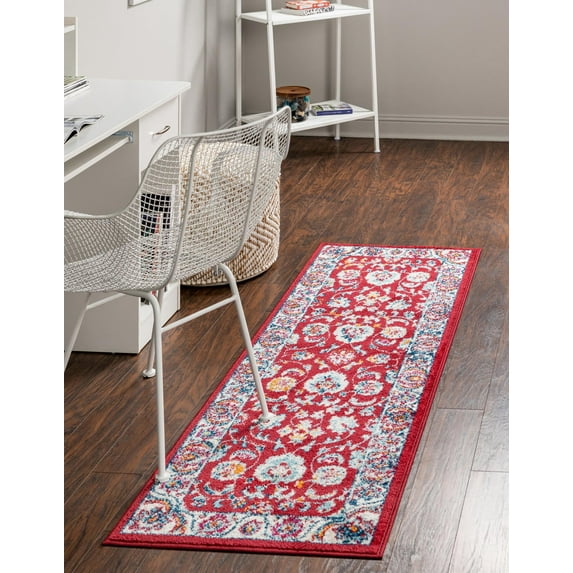 Rugs.com Aurelia Collection Rug – 6 Ft Runner Magenta Medium-Pile Rug Perfect For Hallways, Entryways