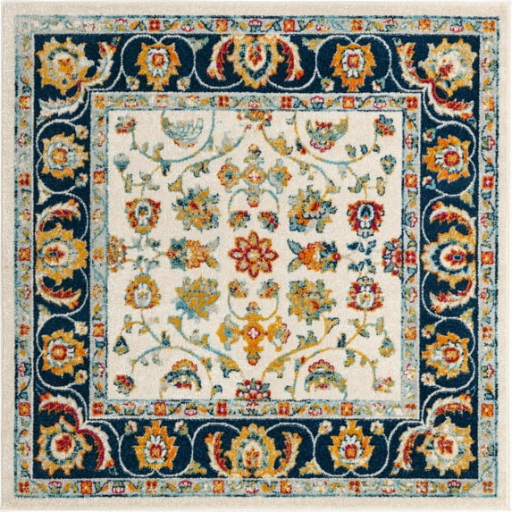 Rugs.com Aurelia Collection Rug – 6 Ft Square Multi Medium-Pile Rug Perfect For Living Rooms, Kitchens, Entryways