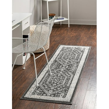 Rugs.com Aurelia Collection Rug – 8 Ft Runner Charcoal Medium-Pile Rug Perfect For Hallways, Entryways