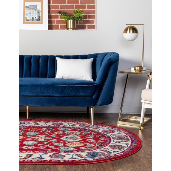 Rugs.com Aurelia Collection Rug – 8' x 10' Oval Magenta Medium-Pile Rug Perfect For Living Rooms, Large Dining Rooms, Open Floorplans