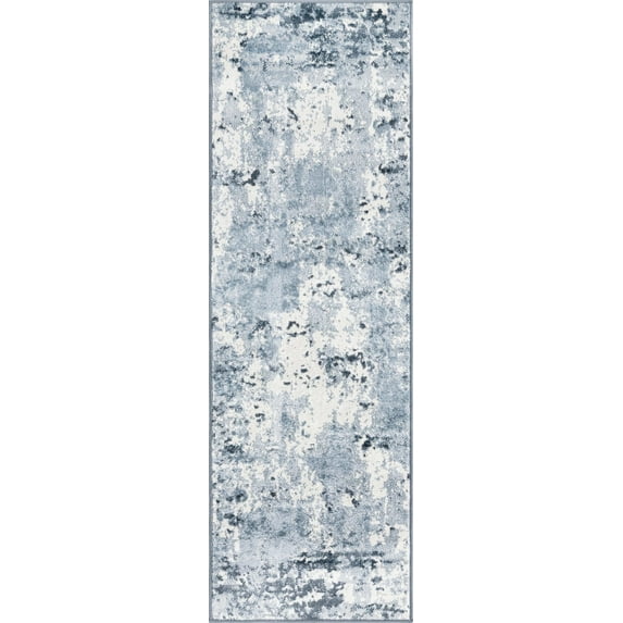 Rugs.com Aurora Collection Rug – 2' x 3' Vintage Blue Low Rug Perfect For Entryways, Kitchens, Breakfast Nooks, Accent Pieces
