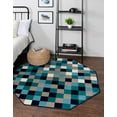 thumbnail image 1 of Rugs.com Azalea Collection Rug – 5 Ft Octagon Teal Medium Rug Perfect For Living Rooms, Kitchens, Entryways, 1 of 8