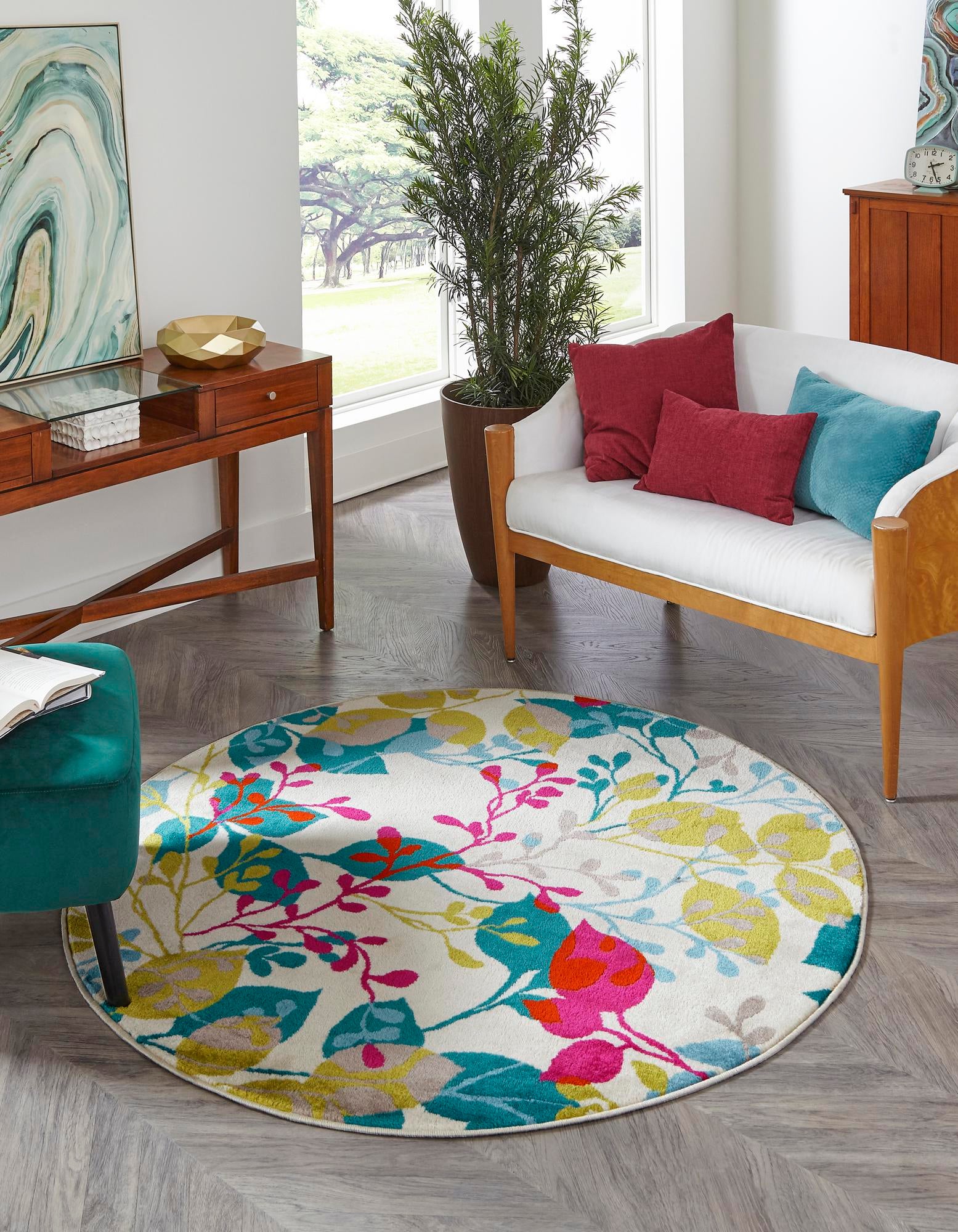 Rugs.com Azalea Collection Rug – 5 Ft Round Ivory Medium Rug Perfect ...