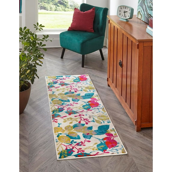 Rugs.com Azalea Collection Rug – 6 Ft Runner Ivory Medium Rug Perfect For Hallways, Entryways