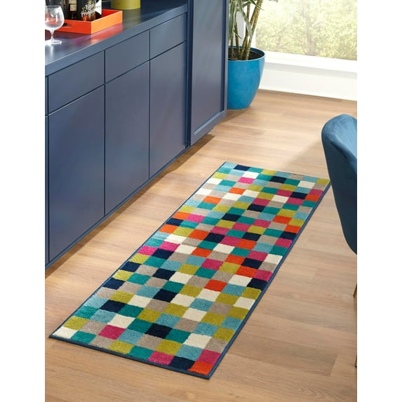 Rugs.com Azalea Collection Rug – 6 Ft Runner Multi Medium Rug Perfect For Hallways, Entryways