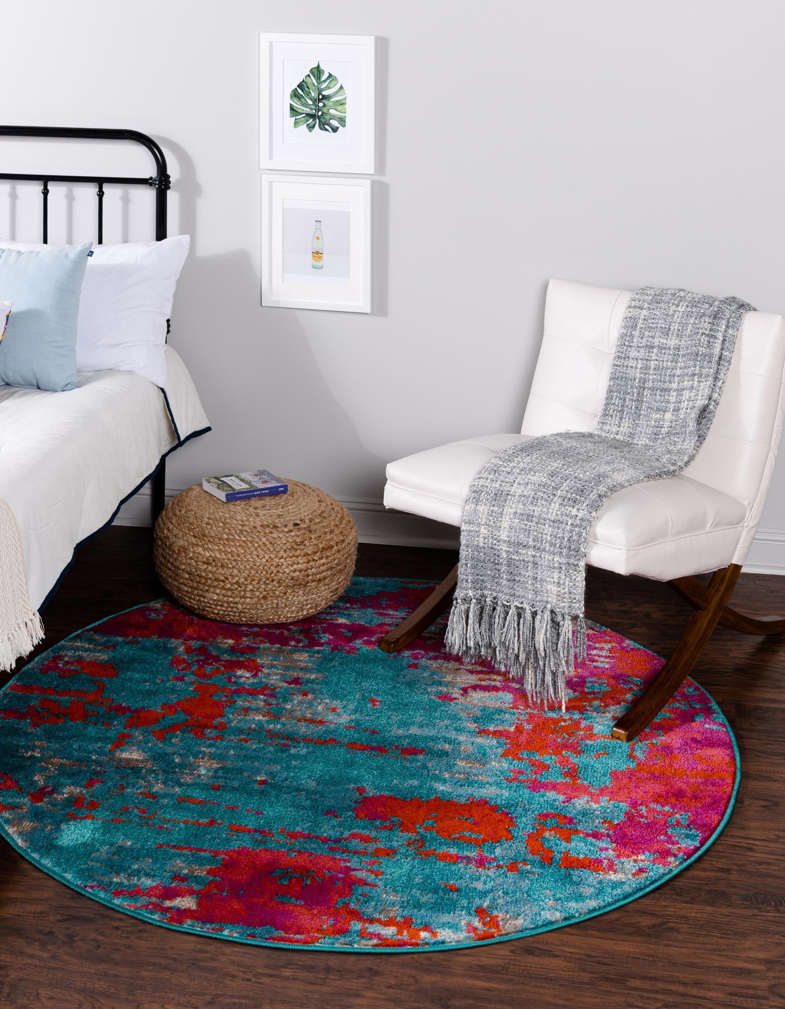 Rugs.com Azalea Collection Rug – 7 Ft Round Turquoise Medium Rug ...