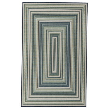 Rugs.com Baja Outdoor Collection Rug – 2' x 3' Blue Medium Rug Perfect For Entryways, Kitchens, Breakfast Nooks, Accent Pieces