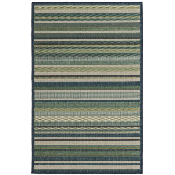 Rugs.com Baja Outdoor Collection Rug – 2' x 3' Blue Medium Rug Perfect For Entryways, Kitchens, Breakfast Nooks, Accent Pieces