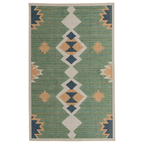 Rugs.com Baja Outdoor Collection Rug – 2' x 3' Green Medium Rug Perfect For Entryways, Kitchens, Breakfast Nooks, Accent Pieces
