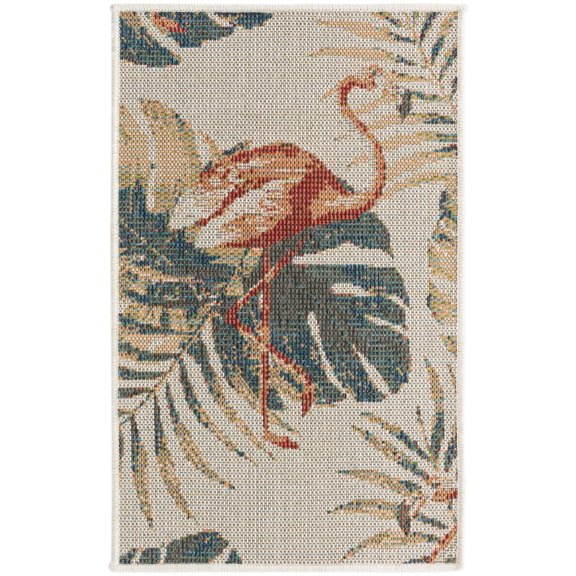 Rugs.com Baja Outdoor Collection Rug – 2' x 3' Ivory Medium Rug Perfect For Entryways, Kitchens, Breakfast Nooks, Accent Pieces