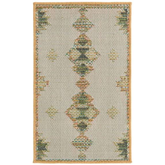 Rugs.com Baja Outdoor Collection Rug – 2' x 3' Ivory Medium Rug Perfect For Entryways, Kitchens, Breakfast Nooks, Accent Pieces