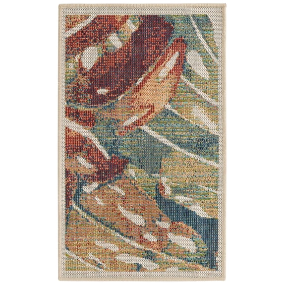 Rugs.com Baja Outdoor Collection Rug – 2' x 3' Multi Medium Rug Perfect For Entryways, Kitchens, Breakfast Nooks, Accent Pieces