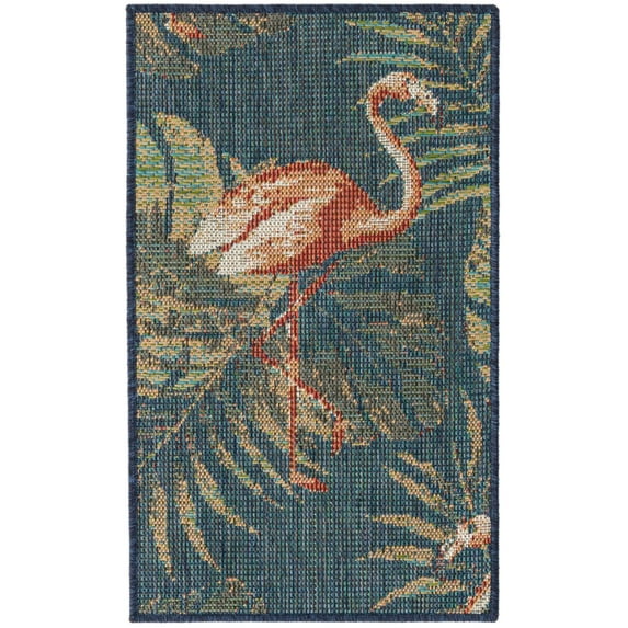 Rugs.com Baja Outdoor Collection Rug – 2' x 3' Navy Blue Medium Rug Perfect For Entryways, Kitchens, Breakfast Nooks, Accent Pieces