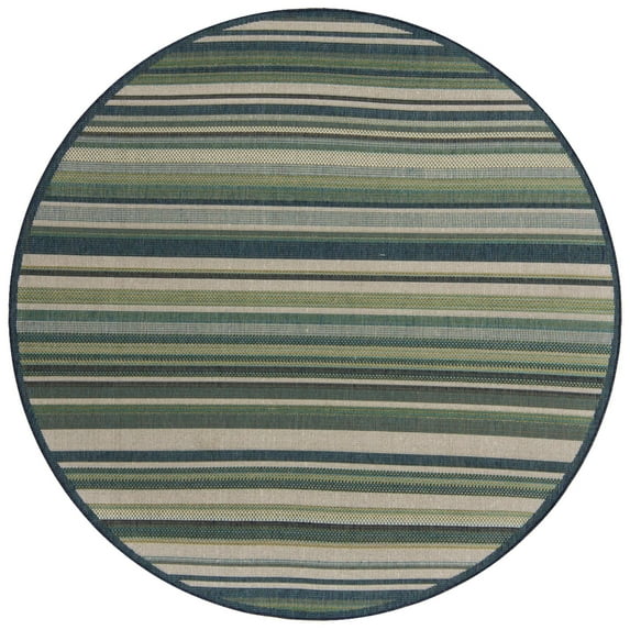 Rugs.com Baja Outdoor Collection Rug – 3 Ft Round Blue Medium Rug Perfect For Kitchens, Dining Rooms