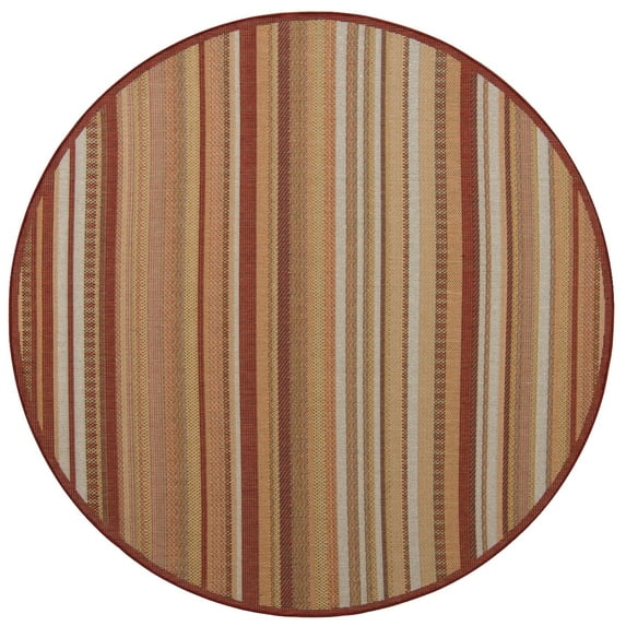 Rugs.com Baja Outdoor Collection Rug – 3 Ft Round Burgundy Medium Rug Perfect For Kitchens, Dining Rooms