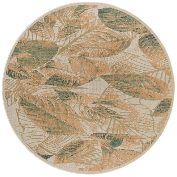 Rugs.com Baja Outdoor Collection Rug – 3 Ft Round Ivory Medium Rug Perfect For Kitchens, Dining Rooms