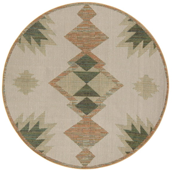 Rugs.com Baja Outdoor Collection Rug – 3 Ft Round Ivory Medium Rug Perfect For Kitchens, Dining Rooms