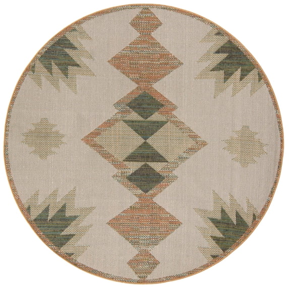 Rugs.com Baja Outdoor Collection Rug – 3 Ft Round Ivory Medium Rug Perfect For Kitchens, Dining Rooms