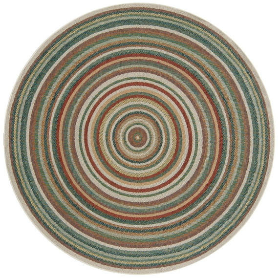 Rugs.com Baja Outdoor Collection Rug – 3 Ft Round Multi Medium Rug Perfect For Kitchens, Dining Rooms