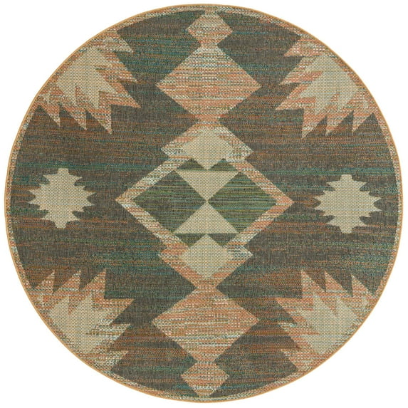 Rugs.com Baja Outdoor Collection Rug – 3 Ft Round Multi Medium Rug Perfect For Kitchens, Dining Rooms