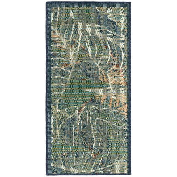 Rugs.com Baja Outdoor Collection Rug – 4 Ft Runner Blue Medium Rug Perfect For Hallways, Entryways