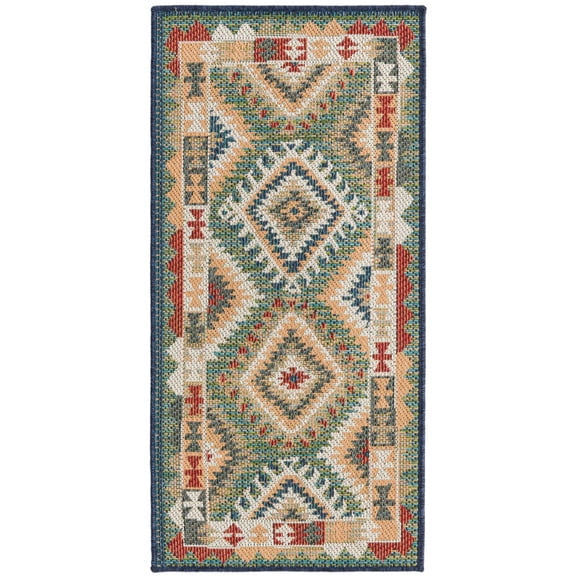 Rugs.com Baja Outdoor Collection Rug – 4 Ft Runner Green Medium Rug Perfect For Hallways, Entryways