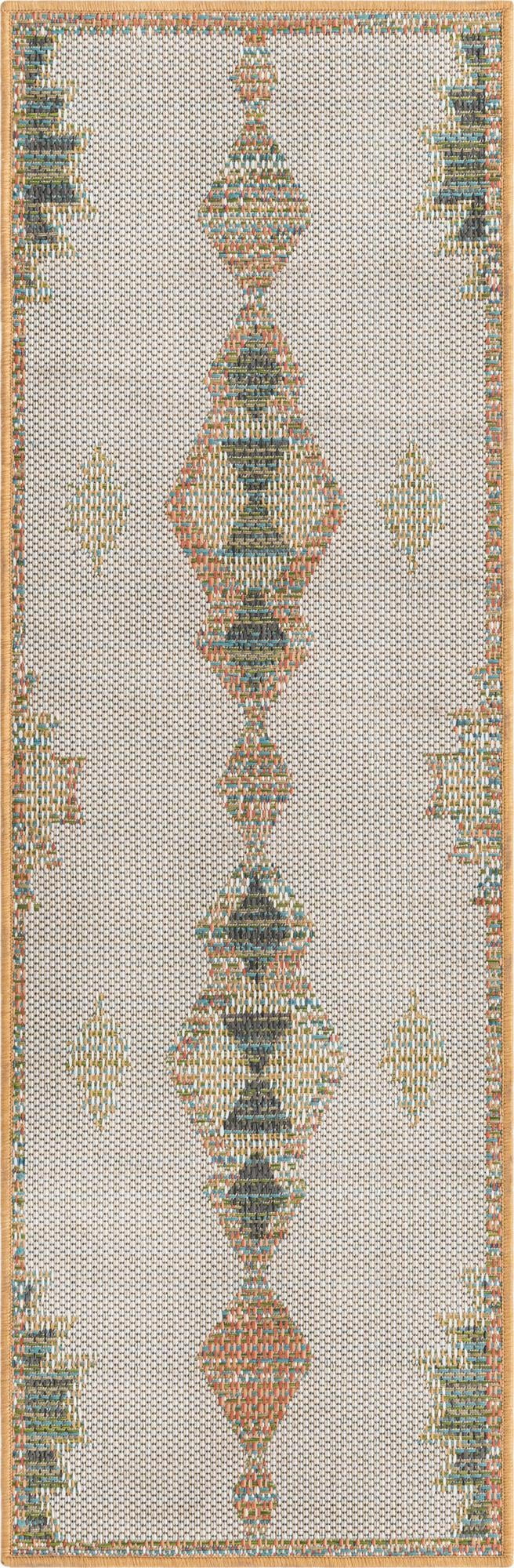 Rugs.com Baja Outdoor Collection Rug – 4 Ft Runner Ivory Medium Rug Perfect For Hallways, Entryways