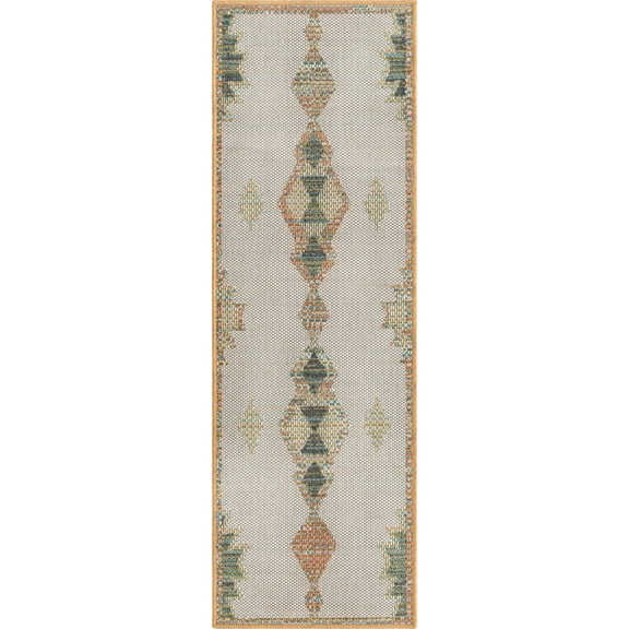 Rugs.com Baja Outdoor Collection Rug – 4 Ft Runner Ivory Medium Rug Perfect For Hallways, Entryways