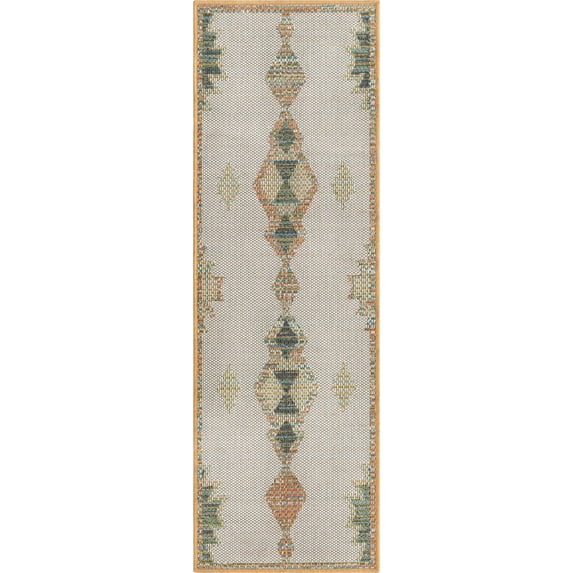 Rugs.com Baja Outdoor Collection Rug – 4 Ft Runner Ivory Medium Rug Perfect For Hallways, Entryways