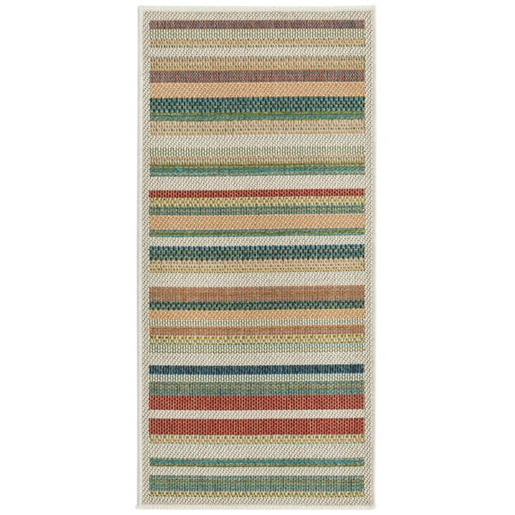 Rugs.com Baja Outdoor Collection Rug – 4 Ft Runner Multi Medium Rug Perfect For Hallways, Entryways