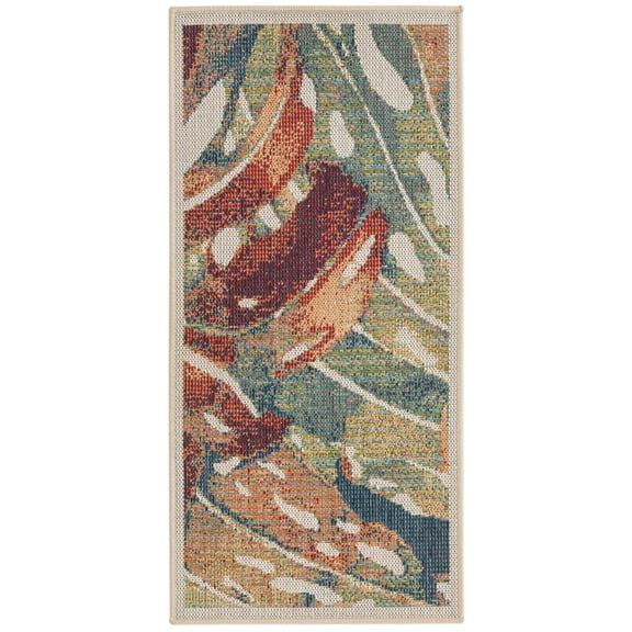 Rugs.com Baja Outdoor Collection Rug – 4 Ft Runner Multi Medium Rug Perfect For Hallways, Entryways