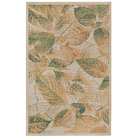 Rugs.com Baja Outdoor Collection Rug – 4' x 6' Ivory Medium Rug Perfect For Entryways, Kitchens, Breakfast Nooks, Accent Pieces