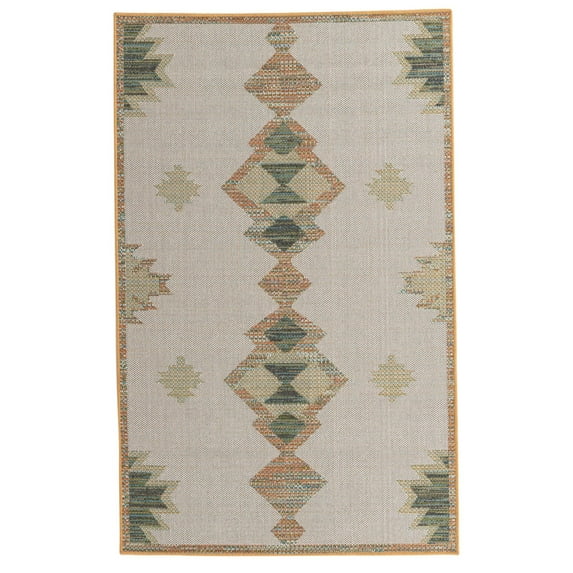 Rugs.com Baja Outdoor Collection Rug – 4' x 6' Ivory Medium Rug Perfect For Entryways, Kitchens, Breakfast Nooks, Accent Pieces