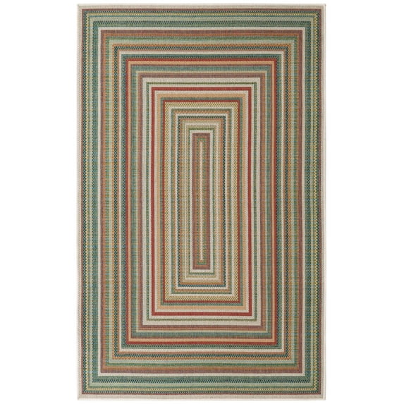 Rugs.com Baja Outdoor Collection Rug – 4' x 6' Multi Medium Rug Perfect For Entryways, Kitchens, Breakfast Nooks, Accent Pieces
